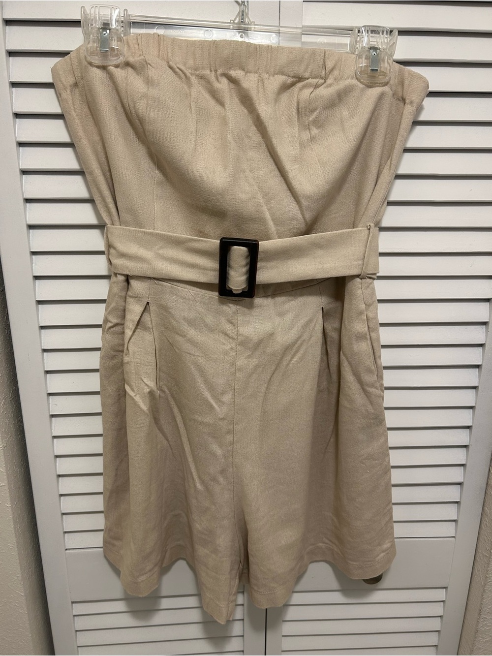 Monteau Beige Strapless Belted Women’s Shorts Romper. Size L